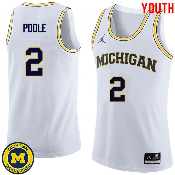 Youth Michigan Wolverines #2 Jordan Poole White Stitch Basketball Jersey